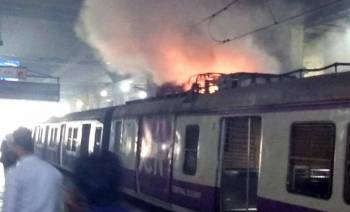 Mumbai Train Catches Fire